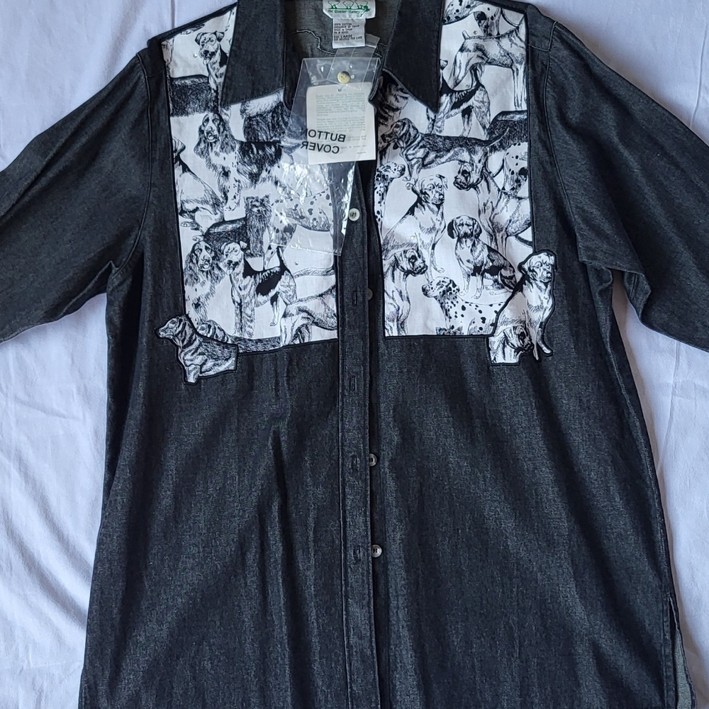 Quacker Factory Dog Button Down Size- Large NWT